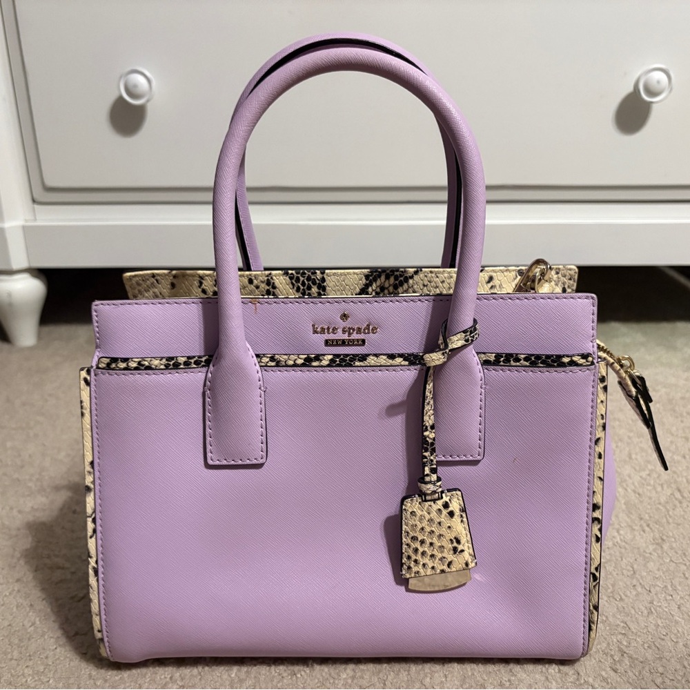 Kate Spade Lavender and Snake Print Satchel